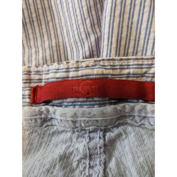 Mens Size 33 Shorts Blue Seersuck Striped Casual Bermuda Walking Pockets - Picture 5 of 9